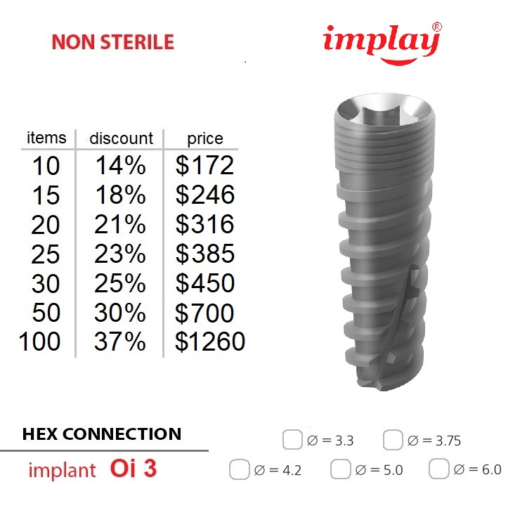 Non sterile Oi-3 implants