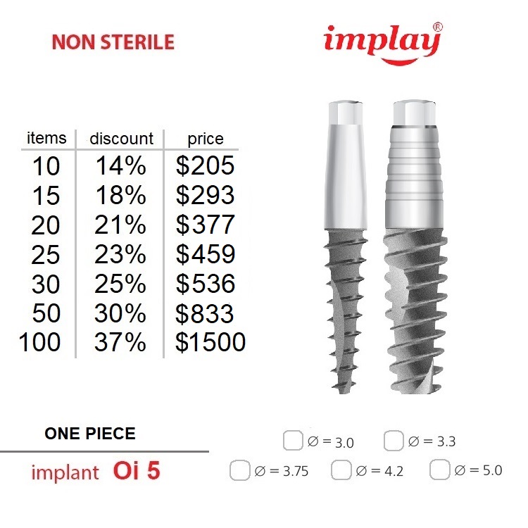 Non sterile Oi-5 implants